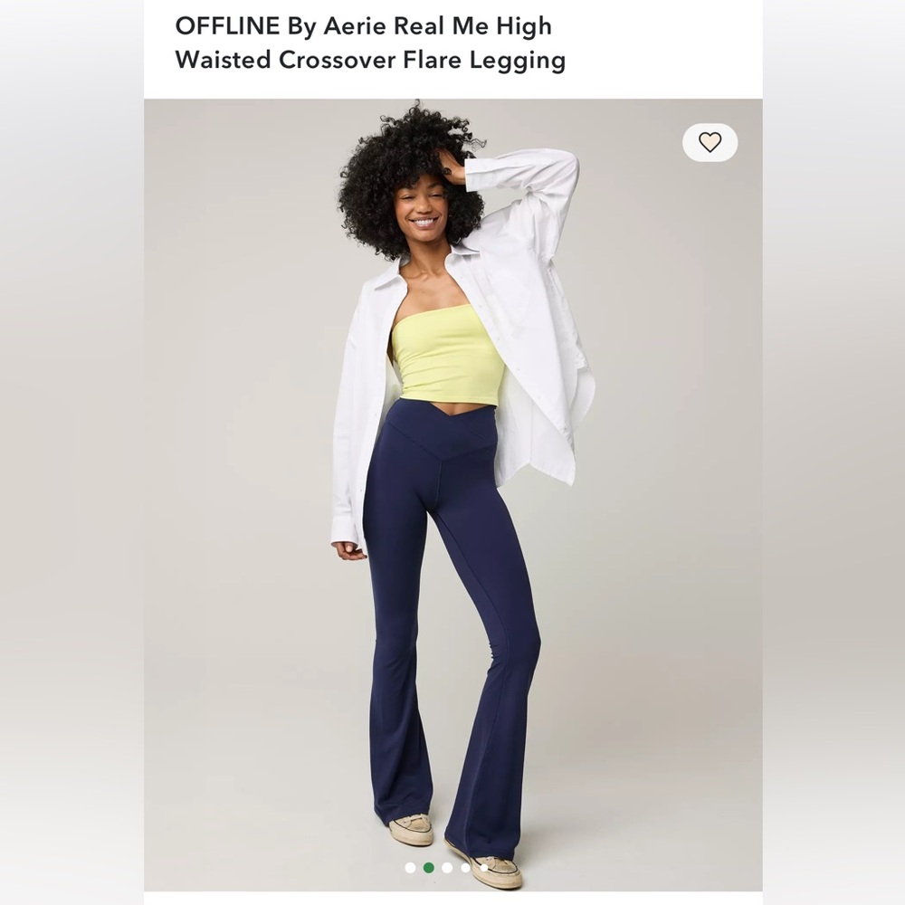aerie Navy High-Waisted Crossover Flare Leggings